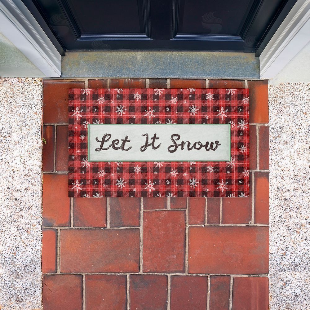 Chad Barrett Let It Snow Red Plaid Unwoven Outdoor Door Mat