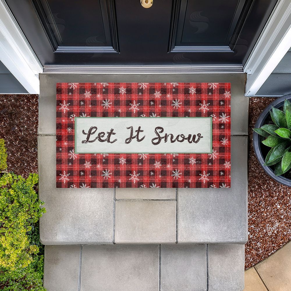 Chad Barrett Let It Snow Red Plaid Unwoven Outdoor Door Mat