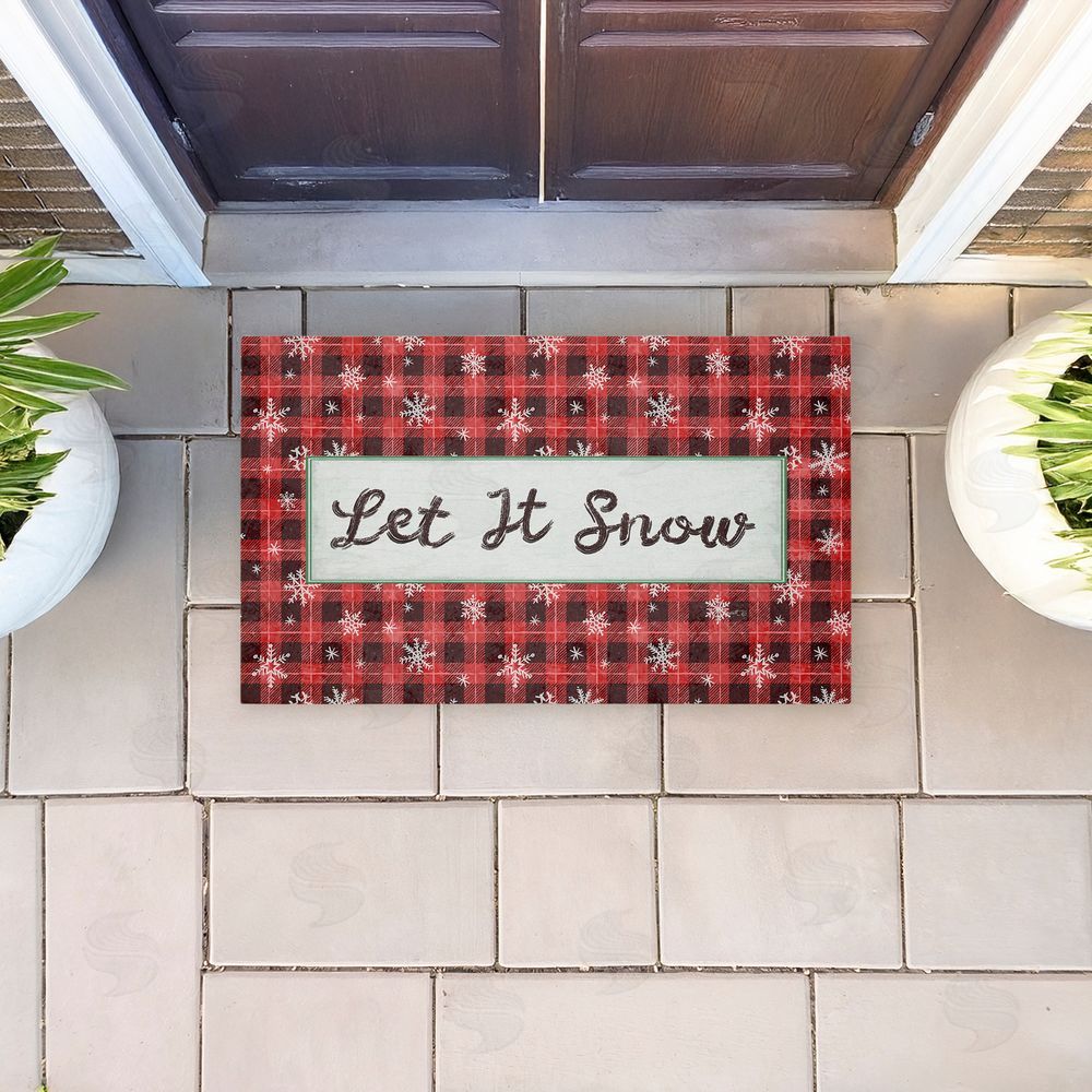Chad Barrett Let It Snow Red Plaid Unwoven Outdoor Door Mat