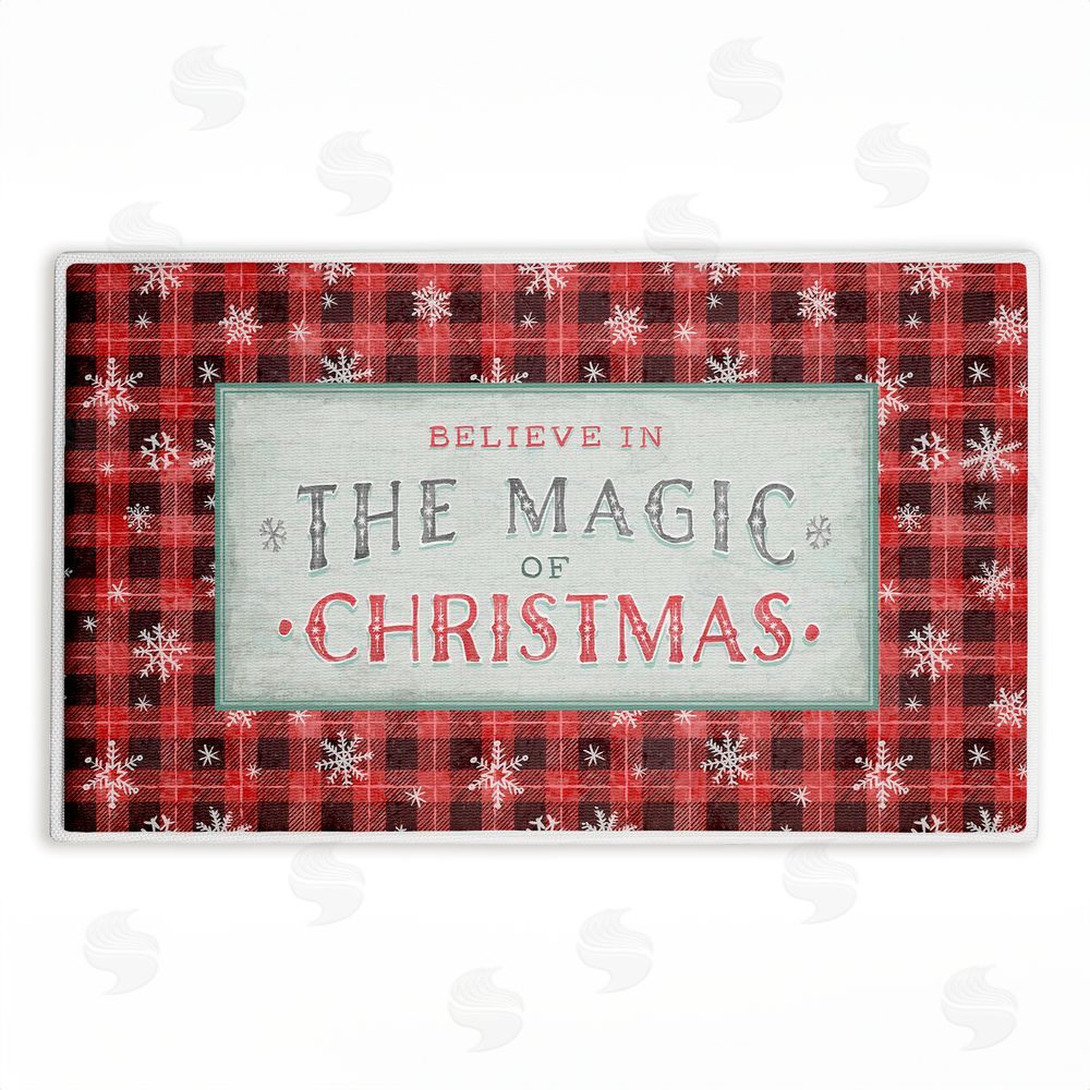 Chad Barrett Magic of Christmas Red Plaid Plush Bathroom Floor Mat