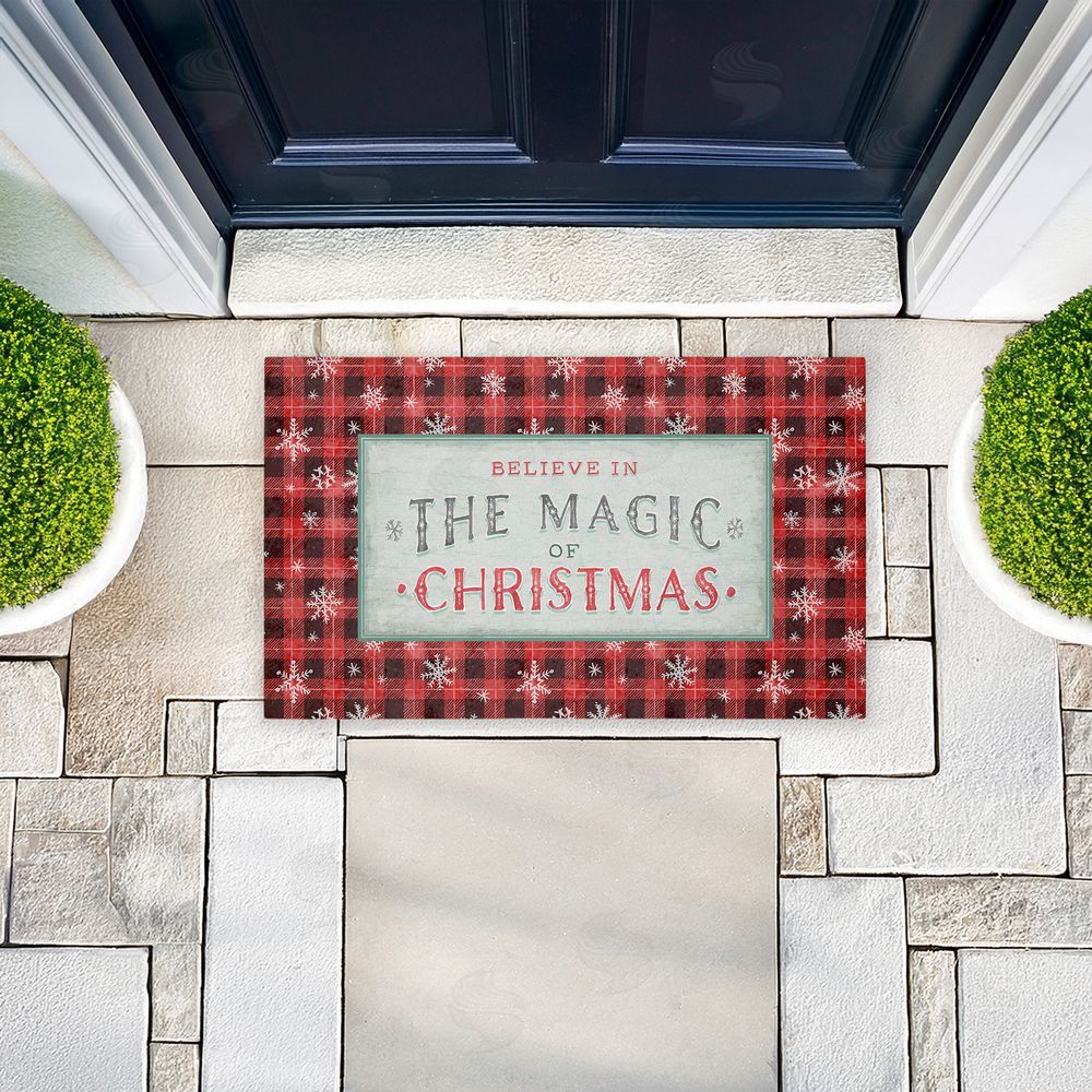 Chad Barrett Magic of Christmas Red Plaid Unwoven Outdoor Door Mat