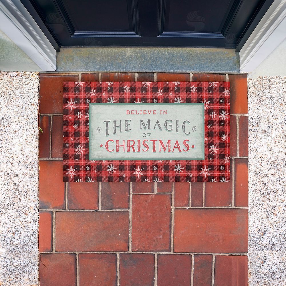Chad Barrett Magic of Christmas Red Plaid Unwoven Outdoor Door Mat