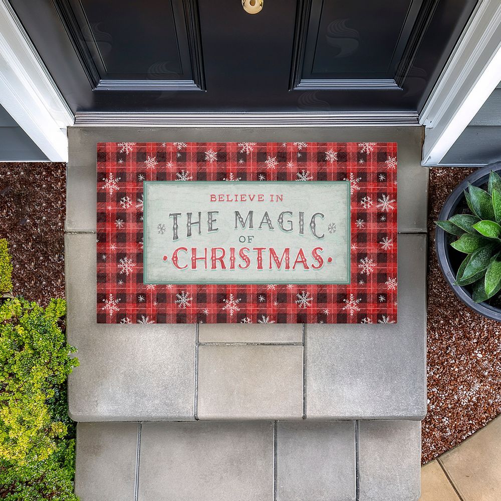 Chad Barrett Magic of Christmas Red Plaid Unwoven Outdoor Door Mat