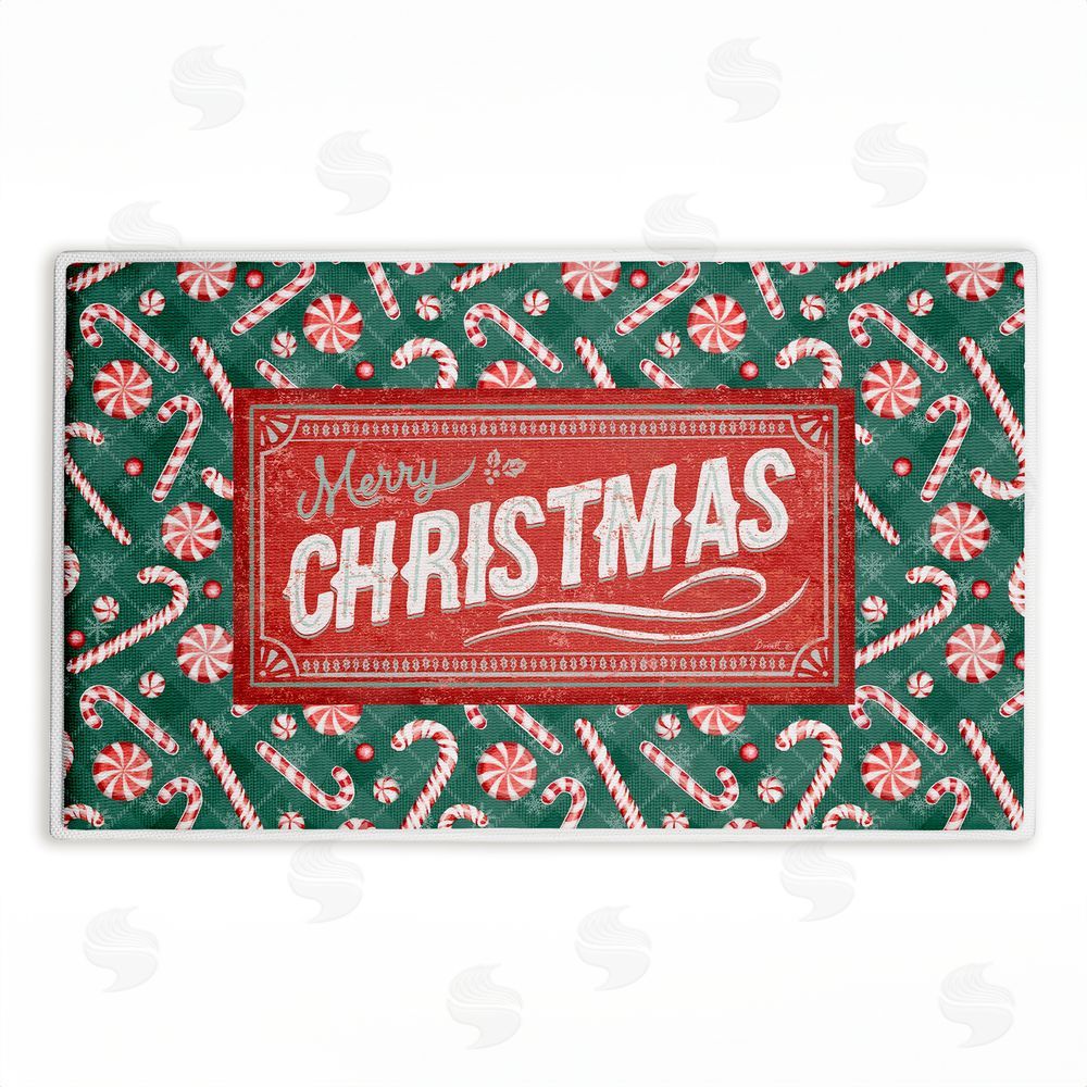 Chad Barrett Vintage Christmas Candies Plush Bathroom Floor Mat