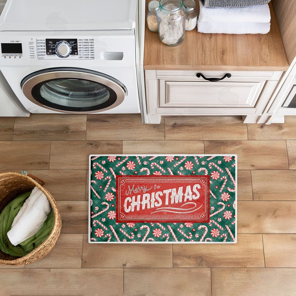 Chad Barrett Vintage Christmas Candies Plush Bathroom Floor Mat