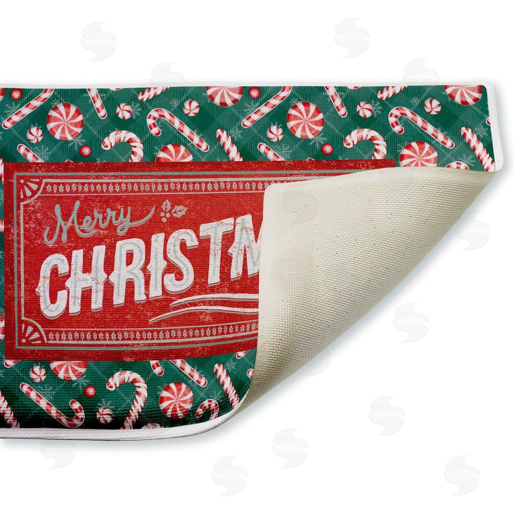 Chad Barrett Vintage Christmas Candies Plush Bathroom Floor Mat
