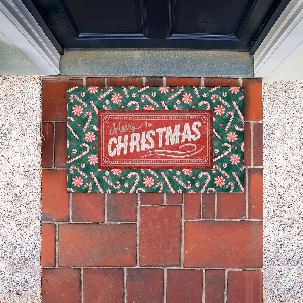 Chad Barrett Vintage Christmas Candies Unwoven Outdoor Door Mat