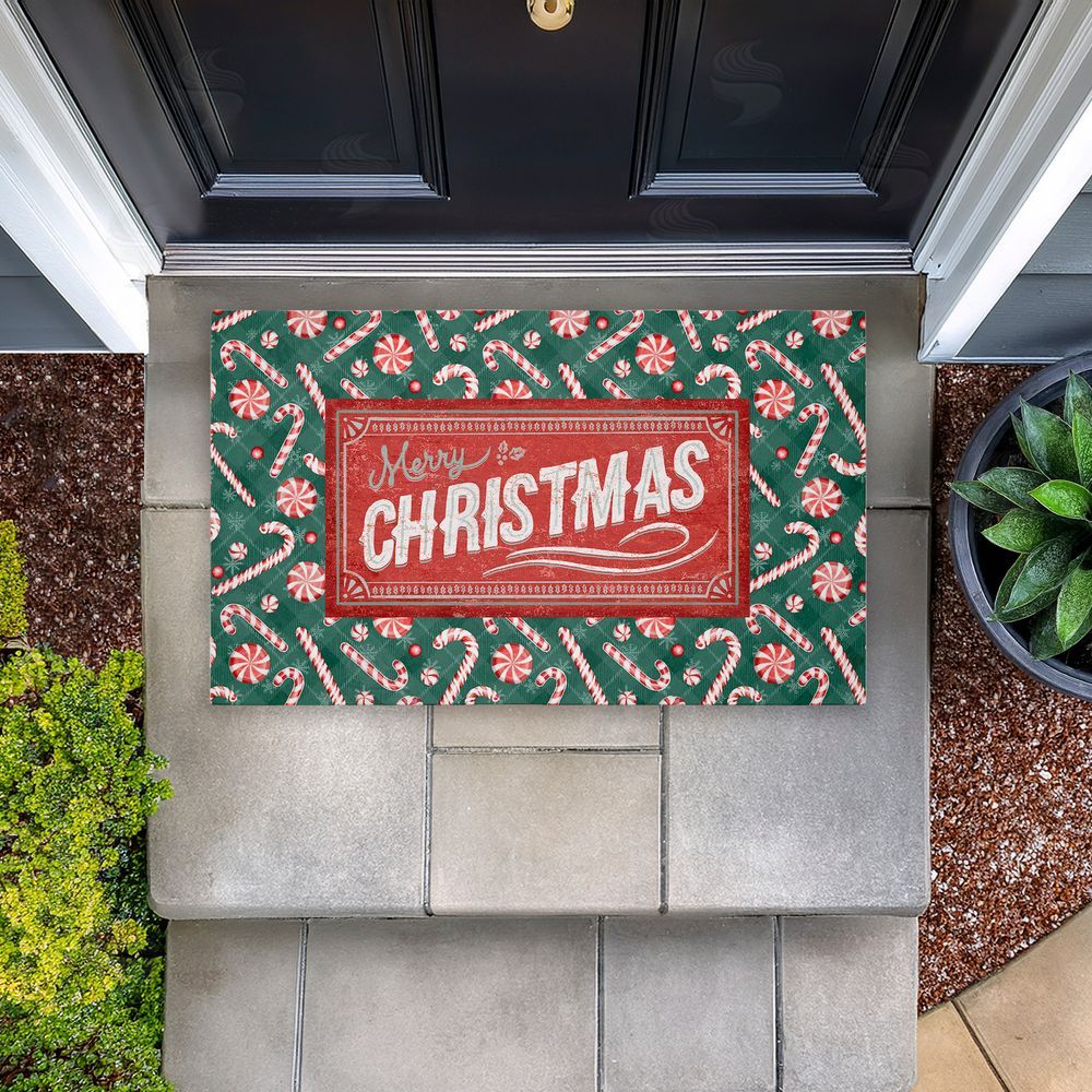 Chad Barrett Vintage Christmas Candies Unwoven Outdoor Door Mat