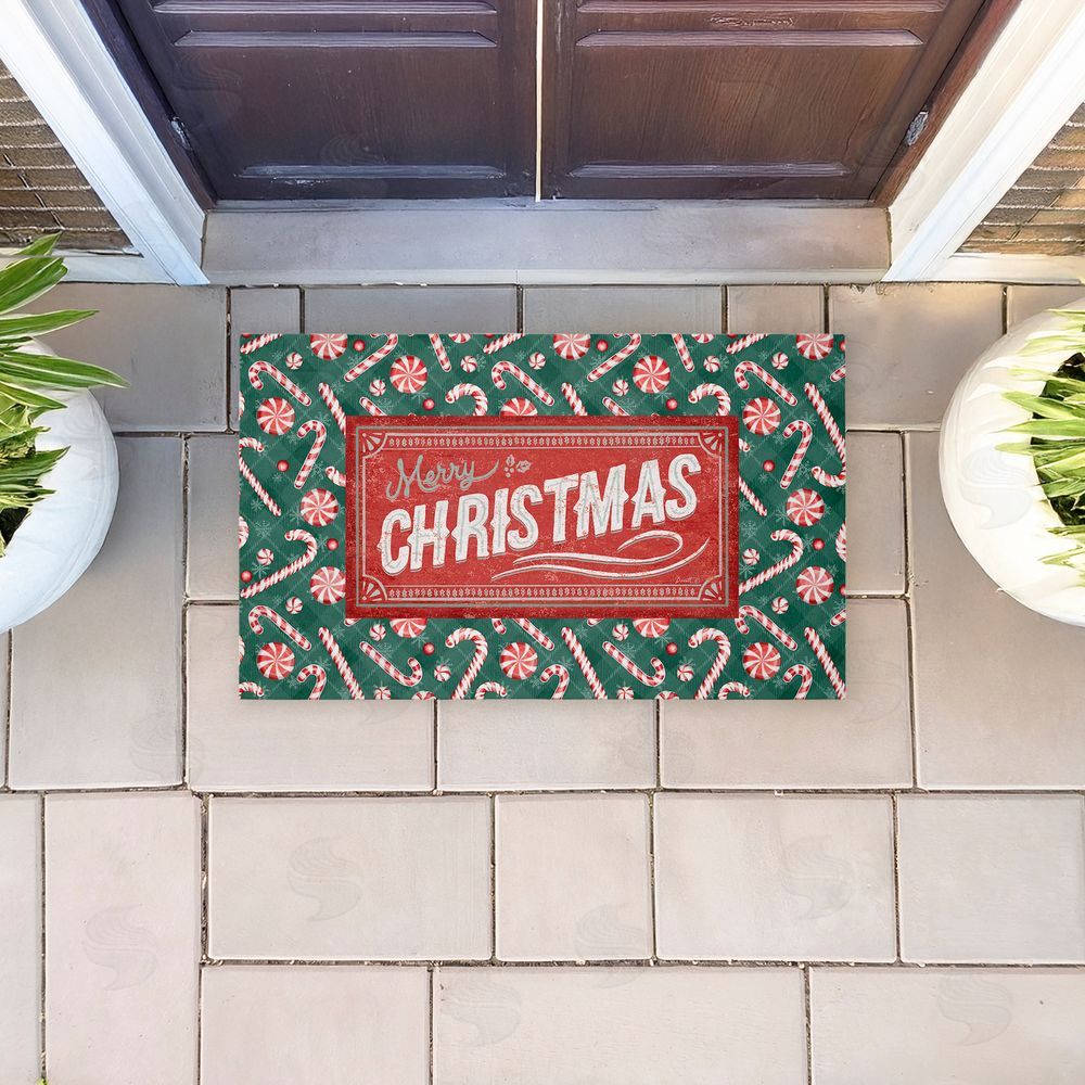 Chad Barrett Vintage Christmas Candies Unwoven Outdoor Door Mat