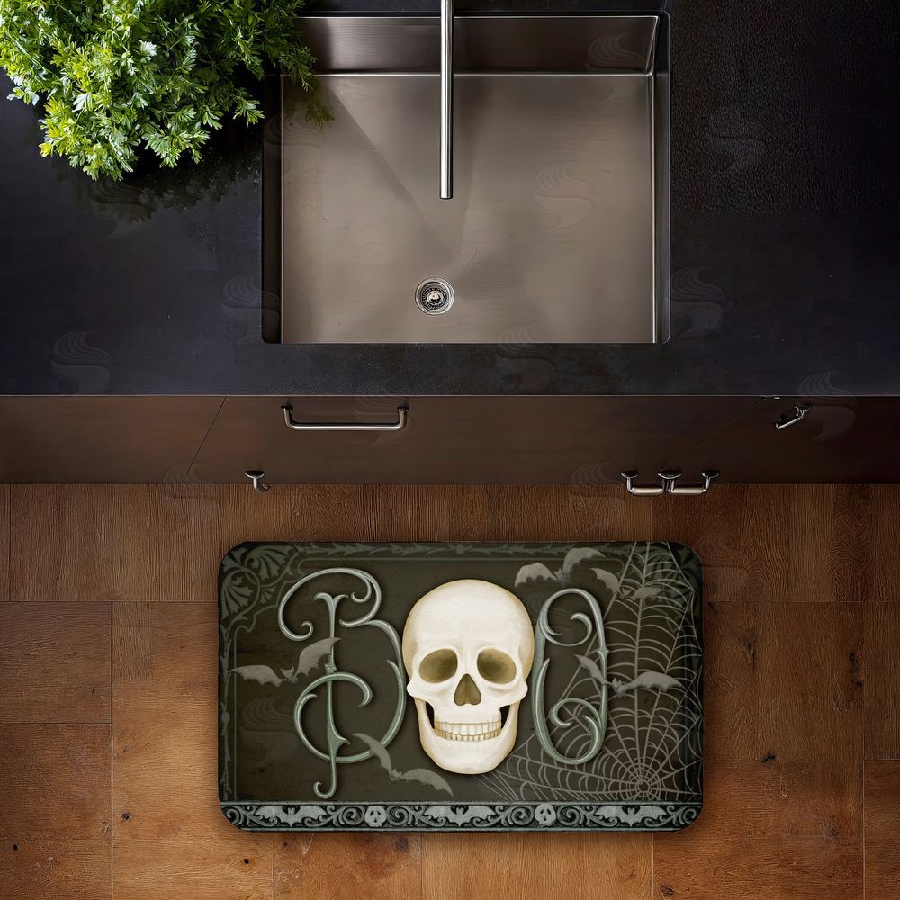 Nicole Tamarin Boo with Skulls & Bats Kitchen Floor Mat