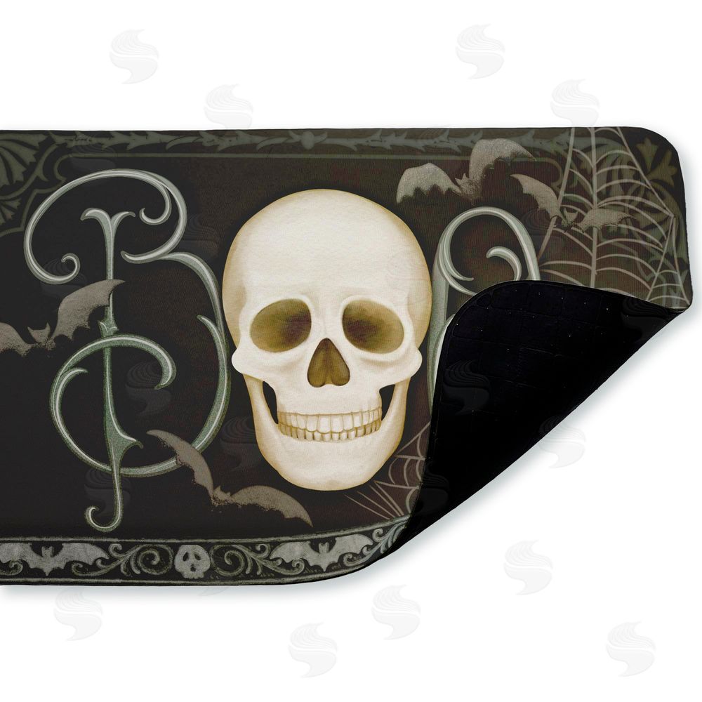 Nicole Tamarin Boo with Skulls & Bats Kitchen Floor Mat