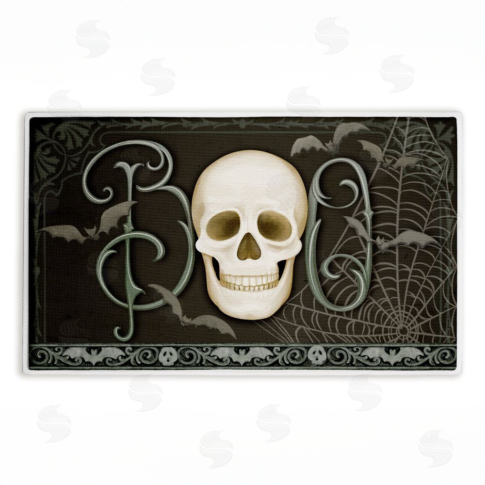 Nicole Tamarin Boo with Skulls & Bats Plush Bathroom Floor Mat