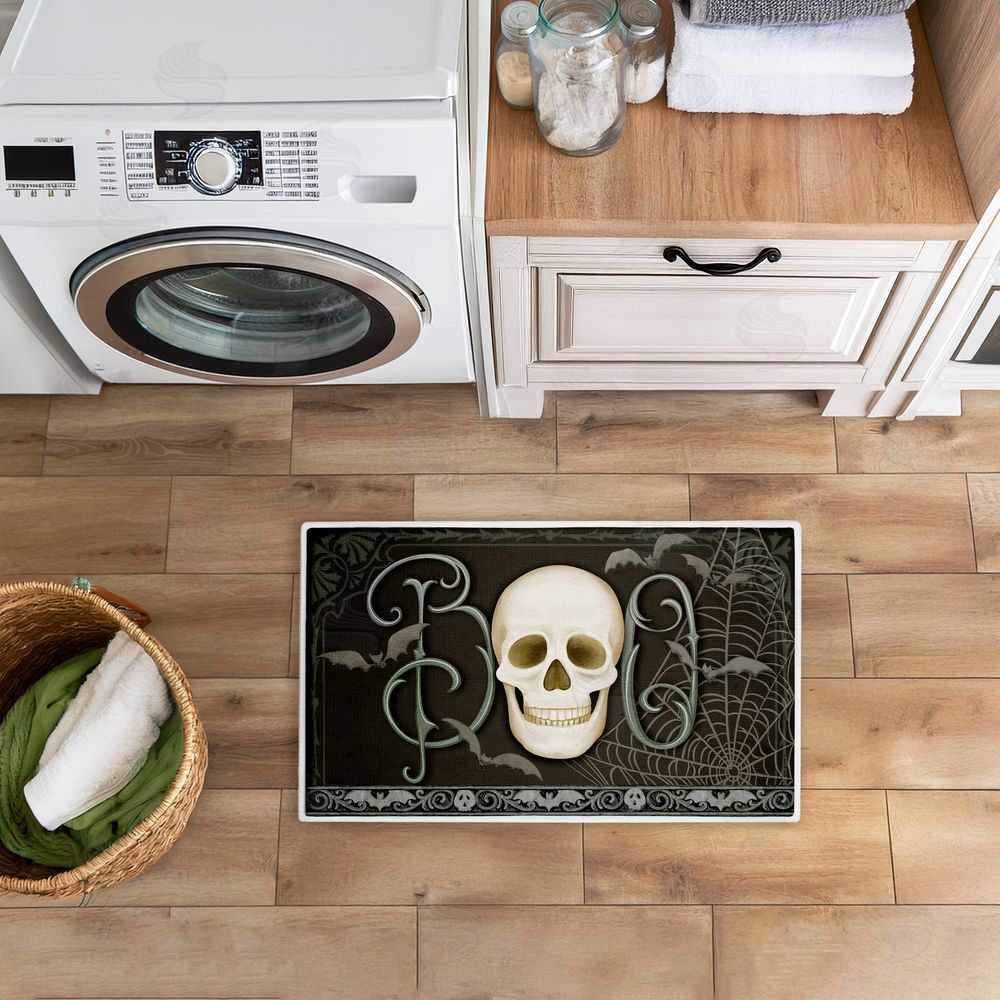 Nicole Tamarin Boo with Skulls & Bats Plush Bathroom Floor Mat