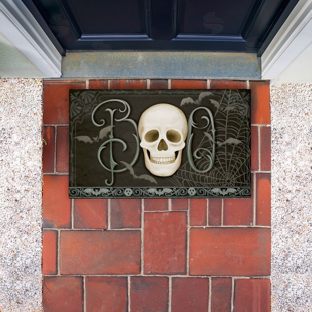 Nicole Tamarin Boo with Skulls & Bats Unwoven Outdoor Door Mat