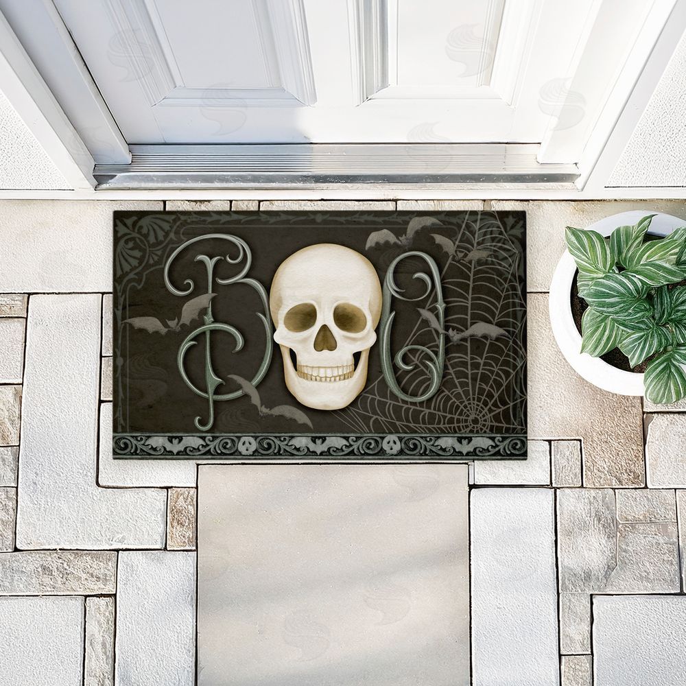 Nicole Tamarin Boo with Skulls & Bats Unwoven Outdoor Door Mat