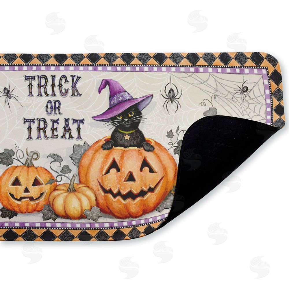 Chad Barrett Vintage Halloween Cat & Pumpkins Kitchen Floor Mat