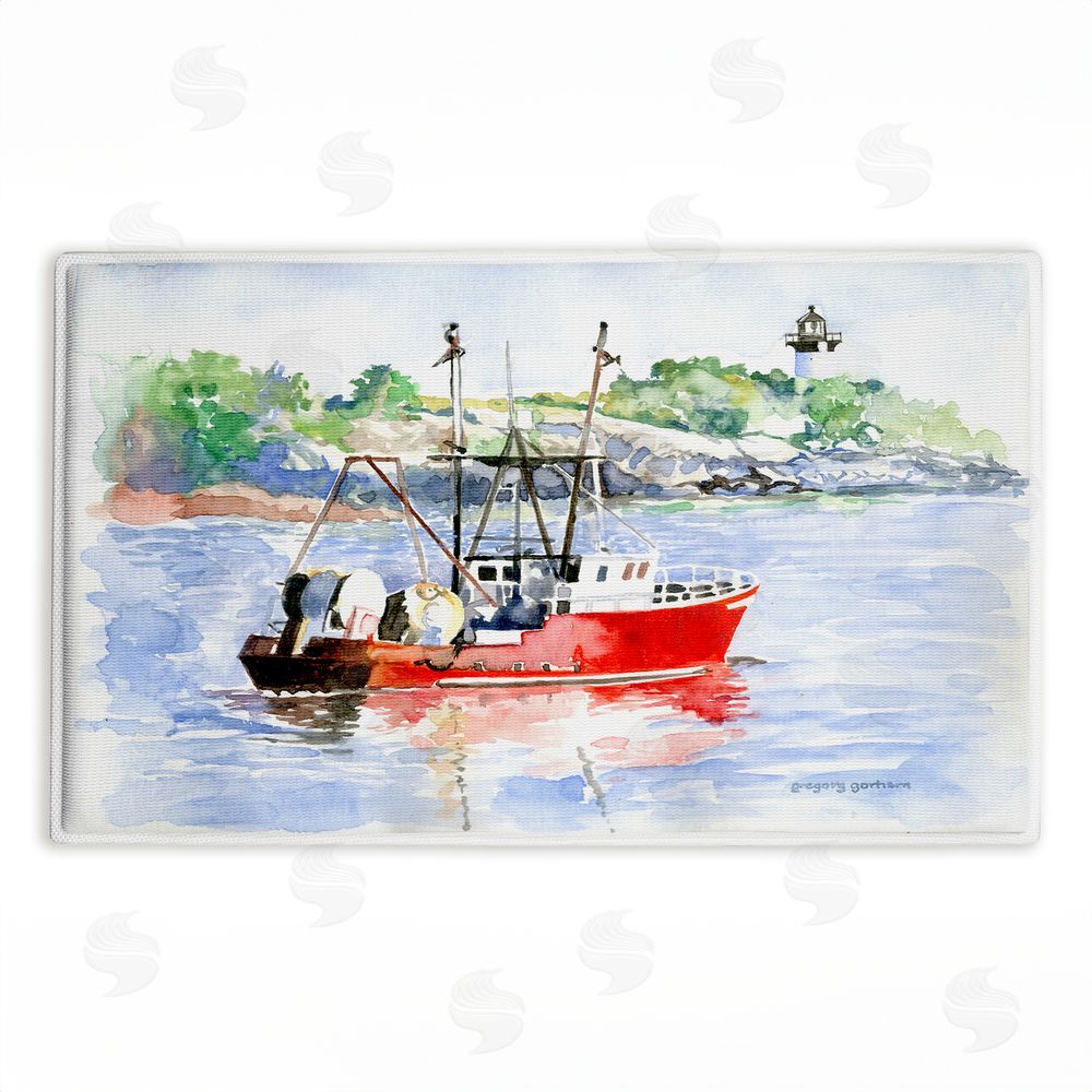 Greg Gorham Tranquil Drifting Boat Plush Bathroom Floor Mat