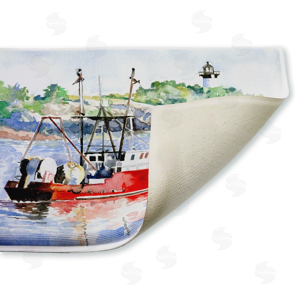 Greg Gorham Tranquil Drifting Boat Plush Bathroom Floor Mat