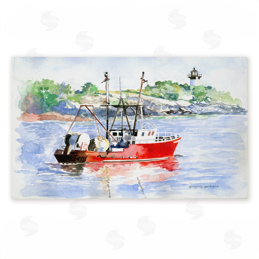Greg Gorham Tranquil Drifting Boat Unwoven Outdoor Door Mat