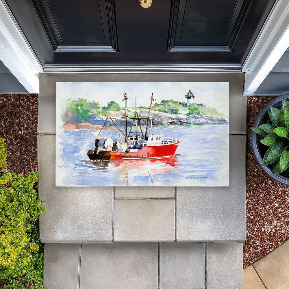 Greg Gorham Tranquil Drifting Boat Unwoven Outdoor Door Mat