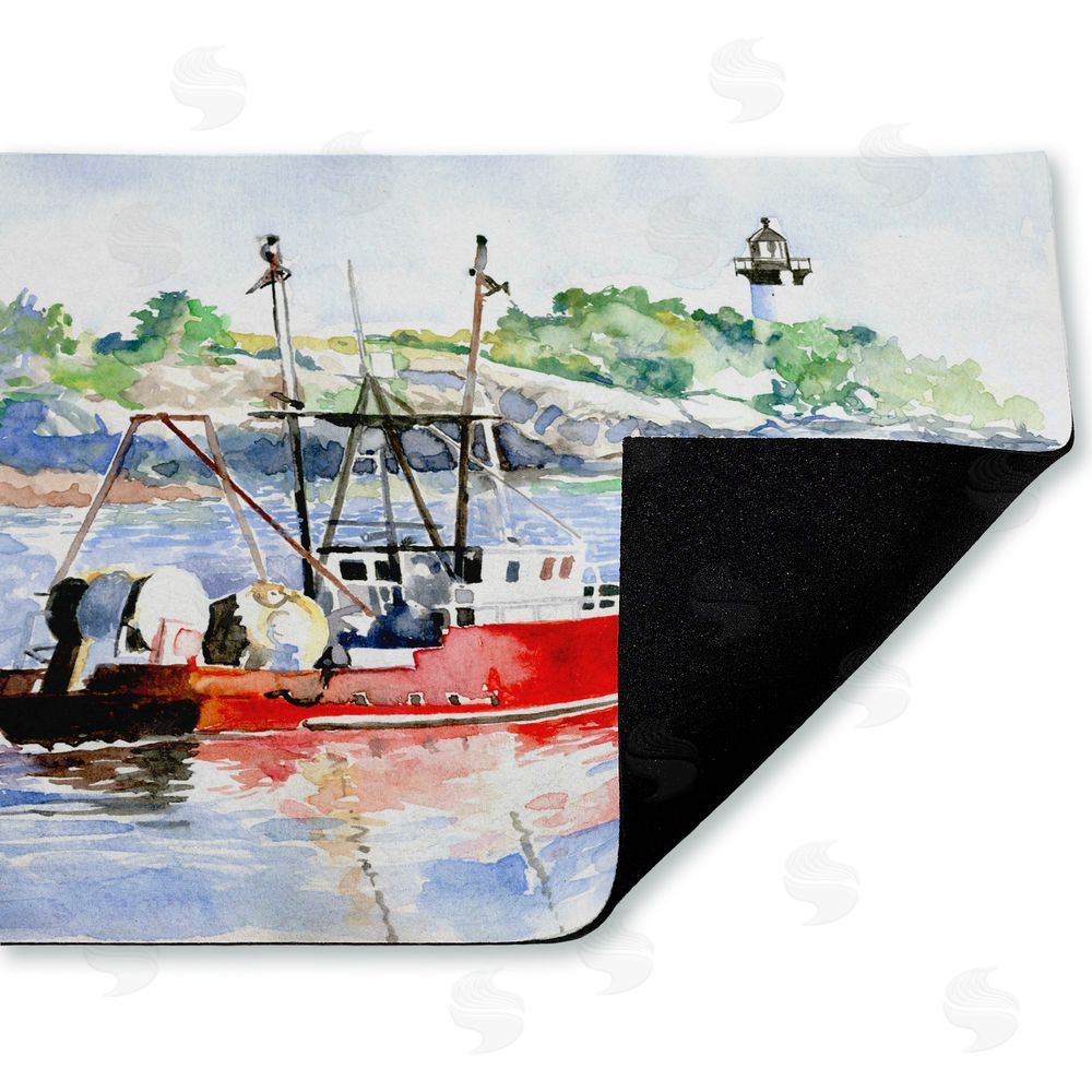 Greg Gorham Tranquil Drifting Boat Unwoven Outdoor Door Mat