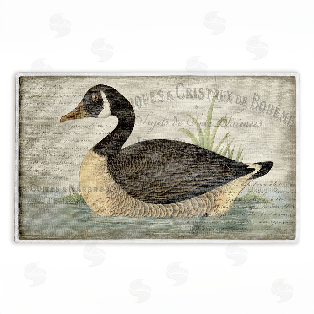 Suzanne Nicoll French Goose Vintage Motif Plush Bathroom Floor Mat
