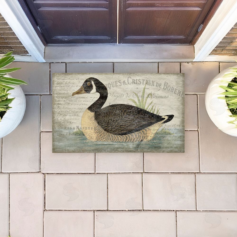 Suzanne Nicoll French Goose Vintage Motif Unwoven Outdoor Door Mat
