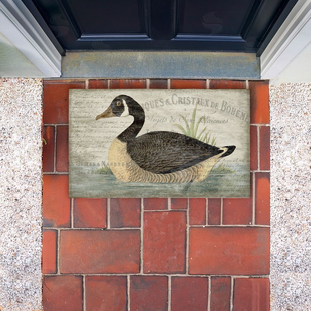 Suzanne Nicoll French Goose Vintage Motif Unwoven Outdoor Door Mat