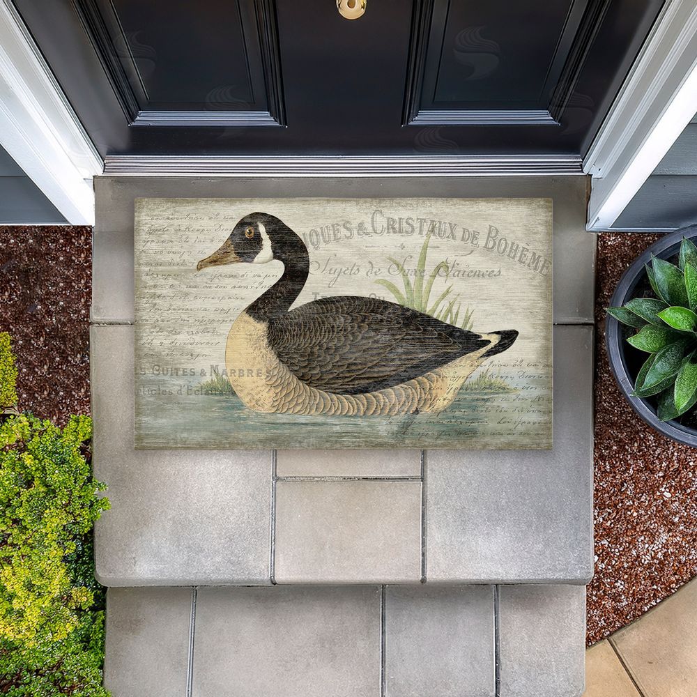 Suzanne Nicoll French Goose Vintage Motif Unwoven Outdoor Door Mat