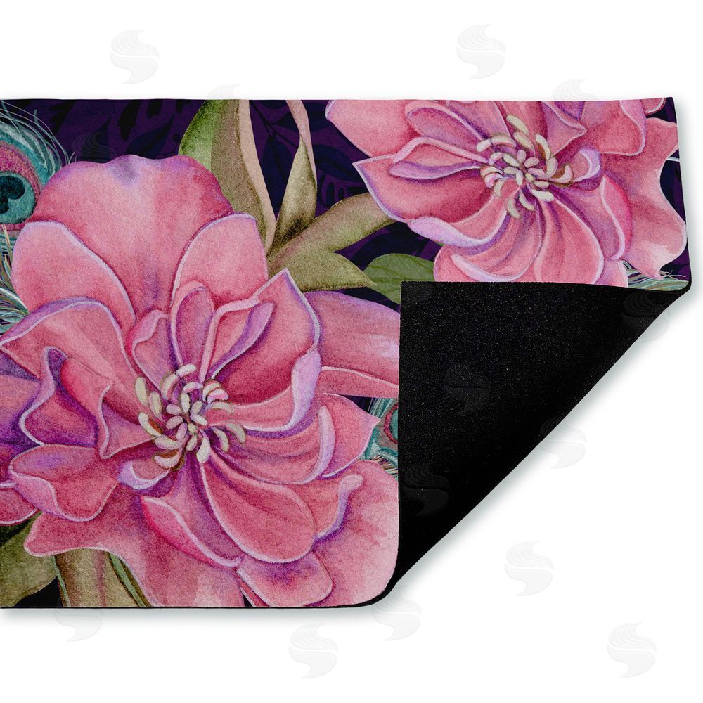 Nicole Tamarin Midnight Garden Peacock Feathers Unwoven Outdoor Door Mat