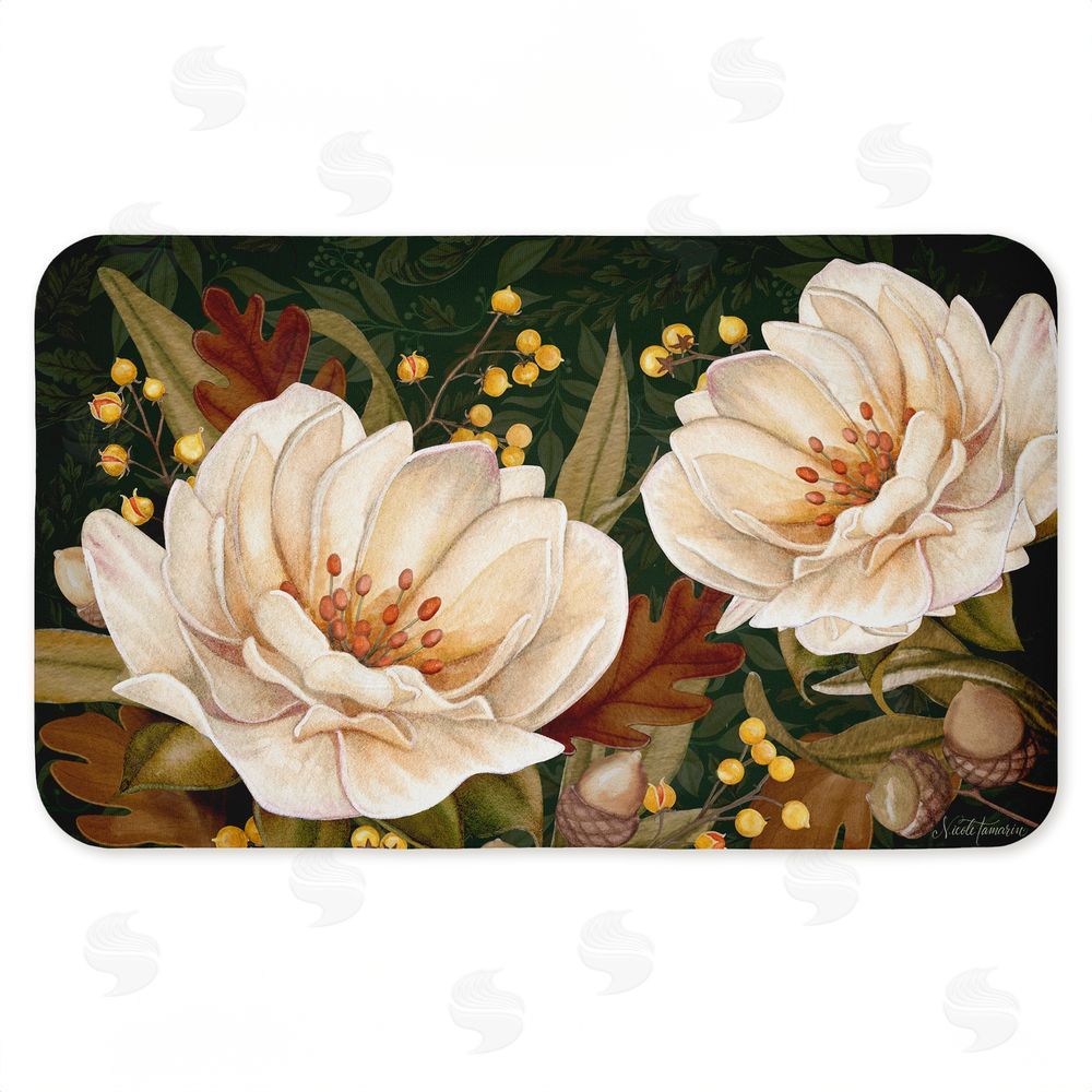 Nicole Tamarin Vintage Midnight Garden Blooms Kitchen Floor Mat