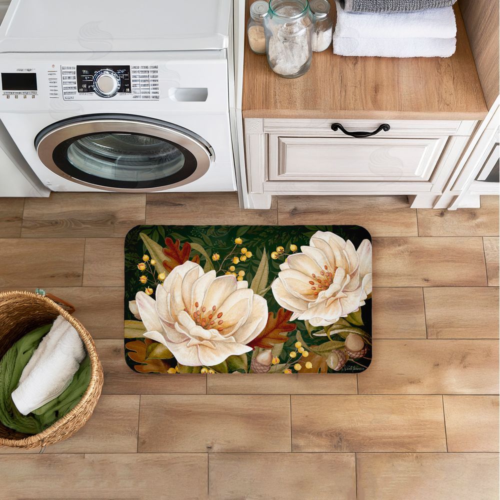 Nicole Tamarin Vintage Midnight Garden Blooms Kitchen Floor Mat