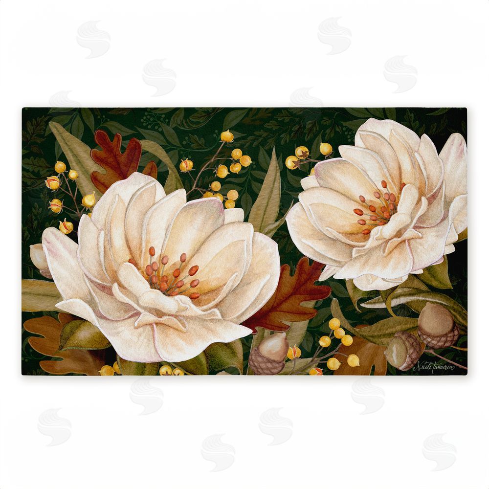 Nicole Tamarin Vintage Midnight Garden Blooms Unwoven Outdoor Door Mat