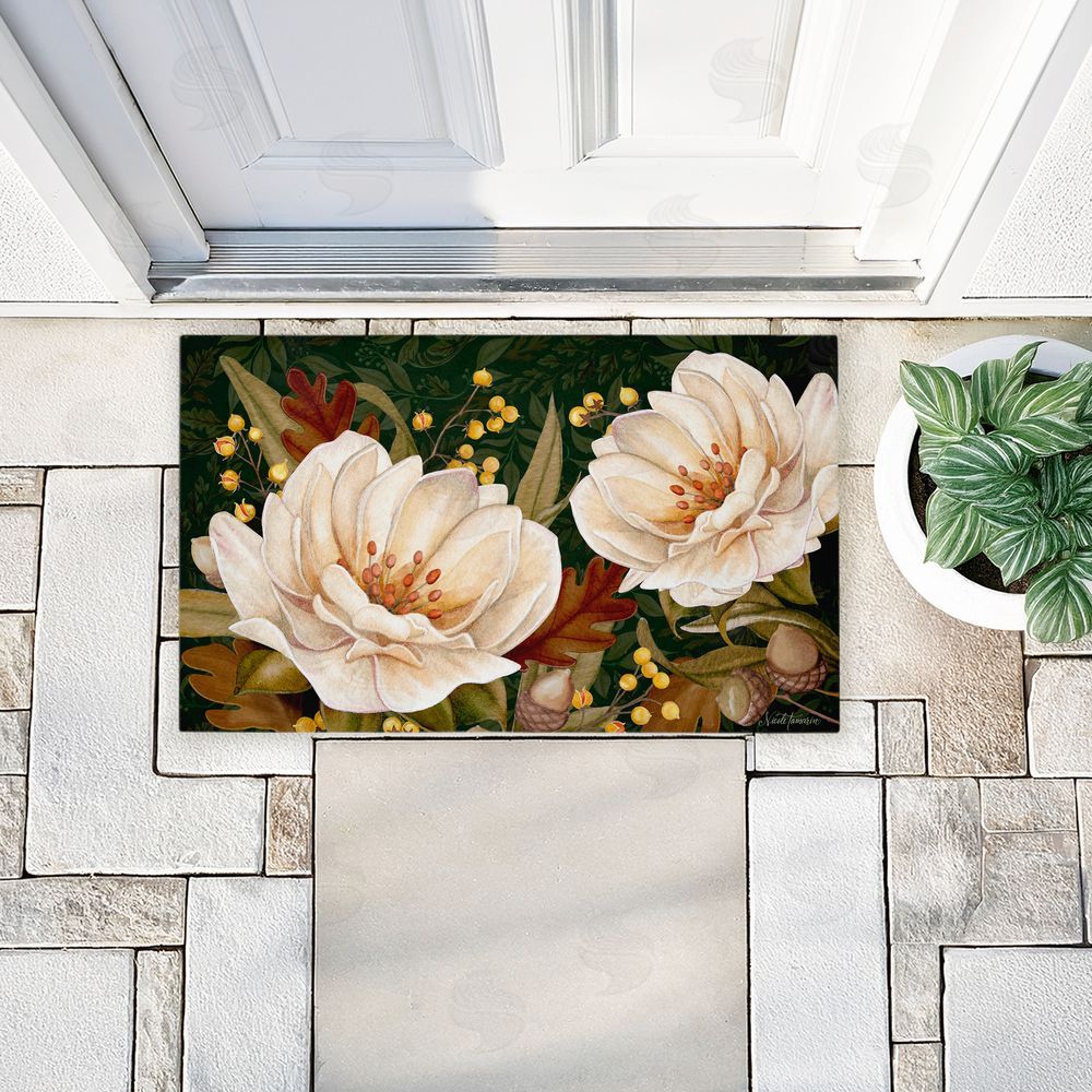 Nicole Tamarin Vintage Midnight Garden Blooms Unwoven Outdoor Door Mat