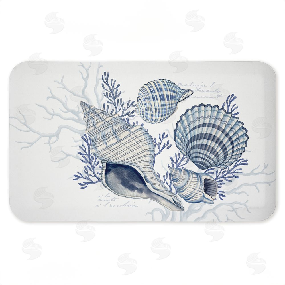 Nicole Tamarin Coastal Chinoiserie Shells Kitchen Floor Mat