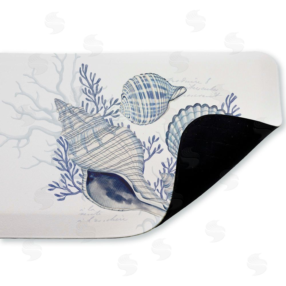 Nicole Tamarin Coastal Chinoiserie Shells Kitchen Floor Mat