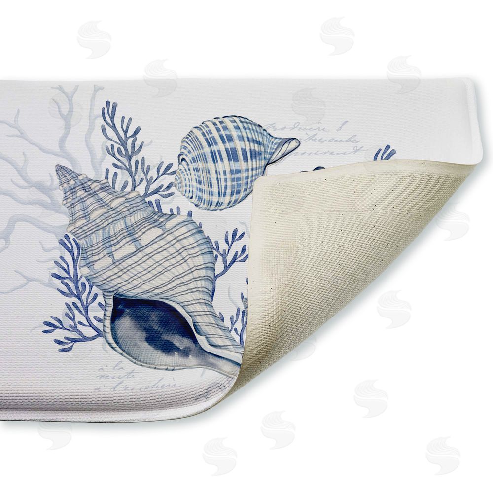 Nicole Tamarin Coastal Chinoiserie Shells Plush Bathroom Floor Mat