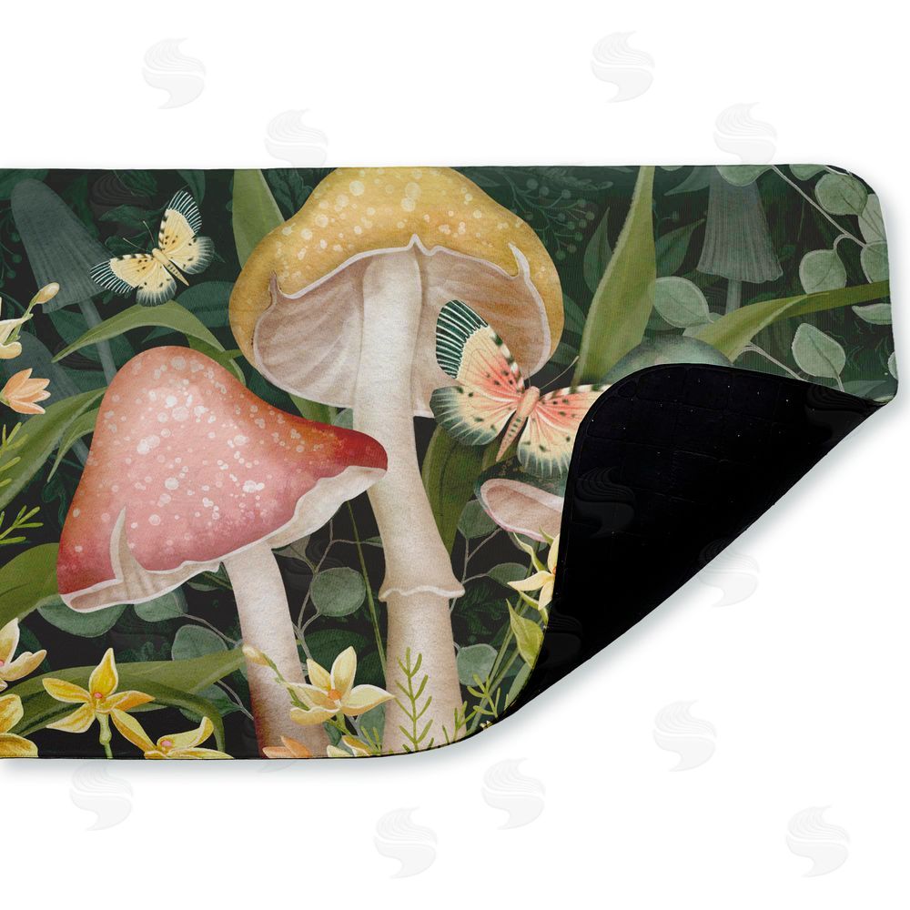 Nicole Tamarin Midnight Garden Mushrooms Kitchen Floor Mat