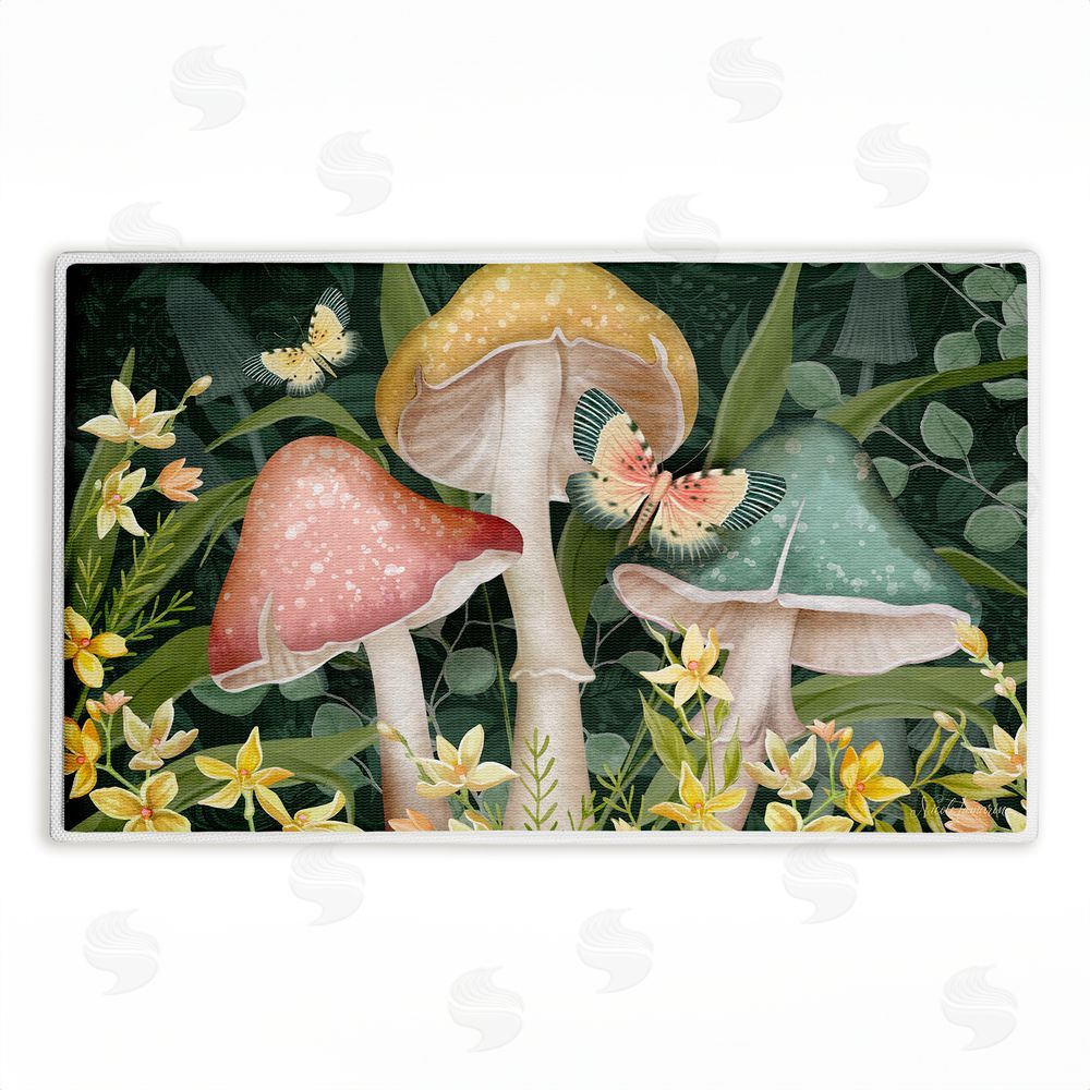 Nicole Tamarin Midnight Garden Mushrooms Plush Bathroom Floor Mat