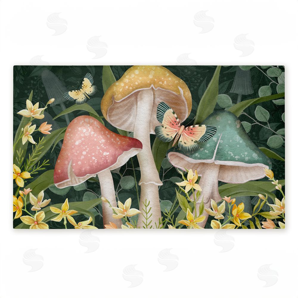 Nicole Tamarin Midnight Garden Mushrooms Unwoven Outdoor Door Mat