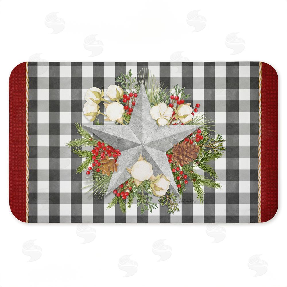 Nicole Tamarin Gingham & Floral Star Shape Kitchen Floor Mat