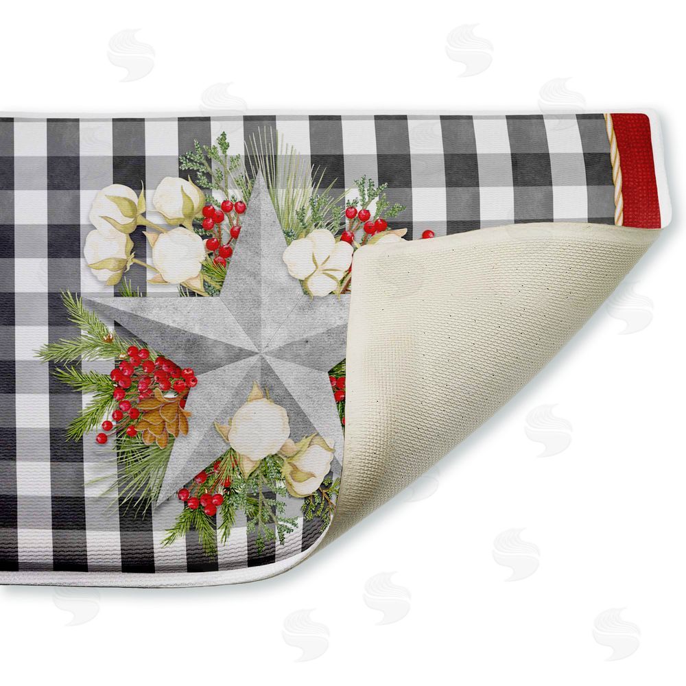 Nicole Tamarin Gingham & Floral Star Shape Plush Bathroom Floor Mat