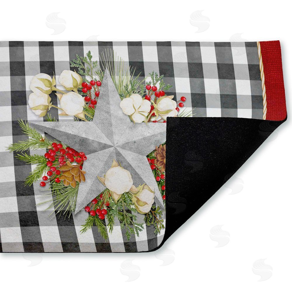 Nicole Tamarin Gingham & Floral Star Shape Unwoven Outdoor Door Mat
