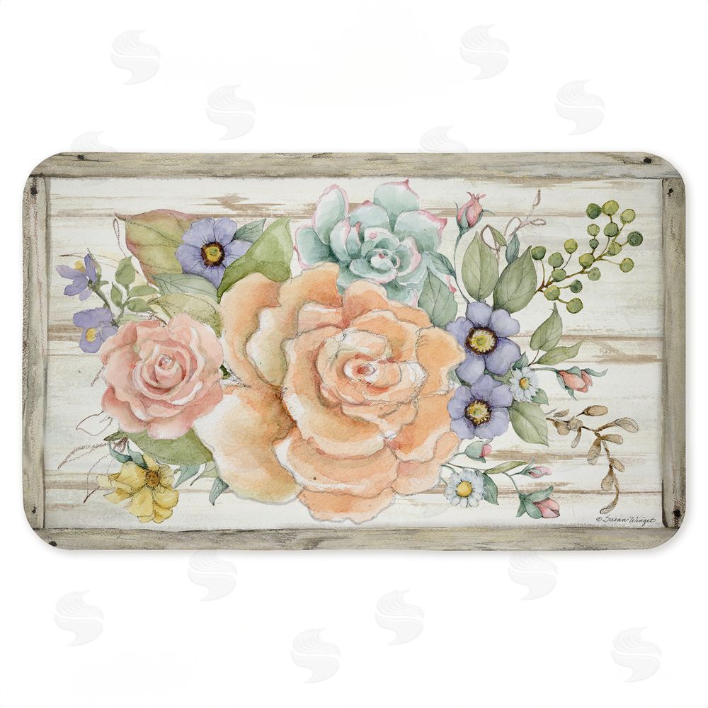 Susan Winget Rose Succulent Bouquet Kitchen Floor Mat