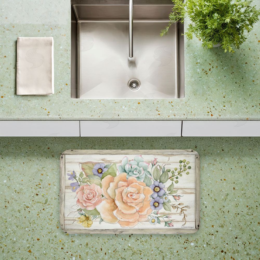 Susan Winget Rose Succulent Bouquet Kitchen Floor Mat
