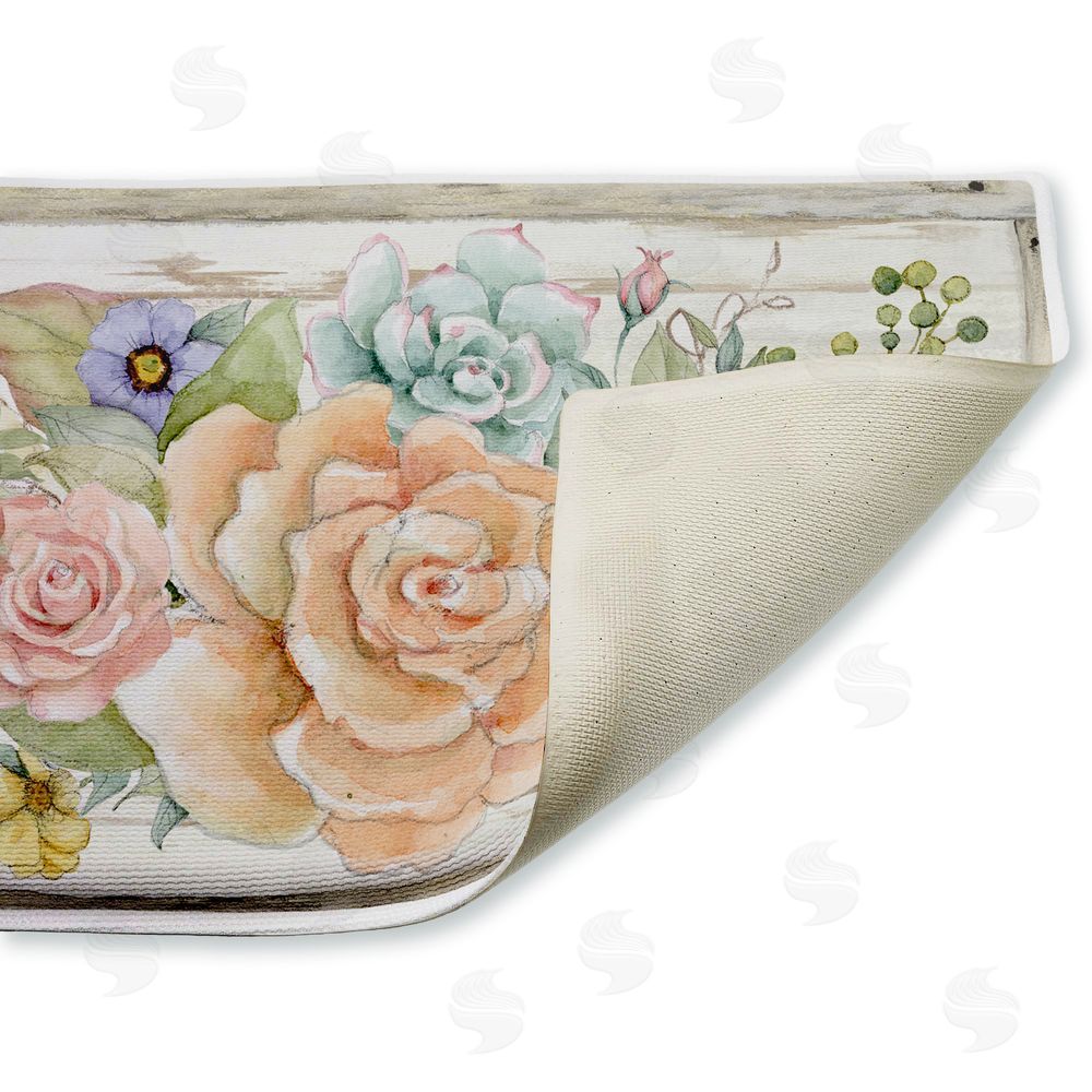 Susan Winget Rose Succulent Bouquet Plush Bathroom Floor Mat