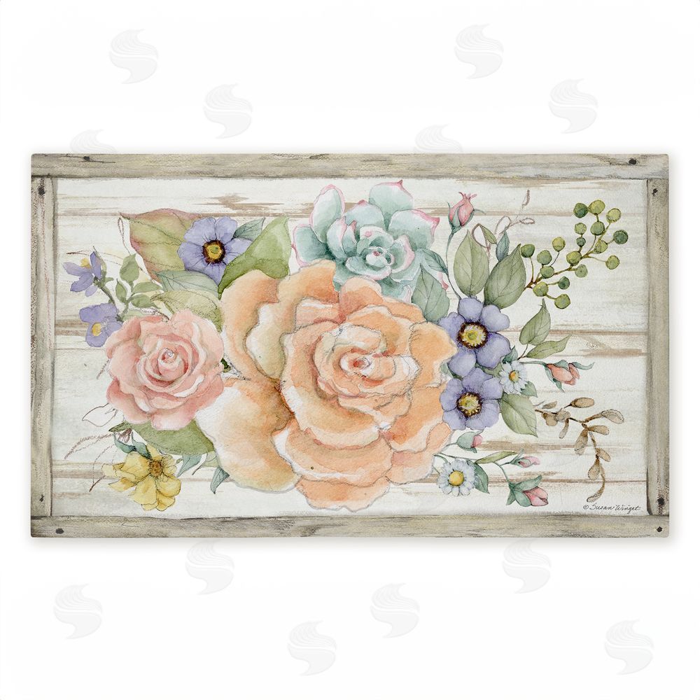 Susan Winget Rose Succulent Bouquet Unwoven Outdoor Door Mat