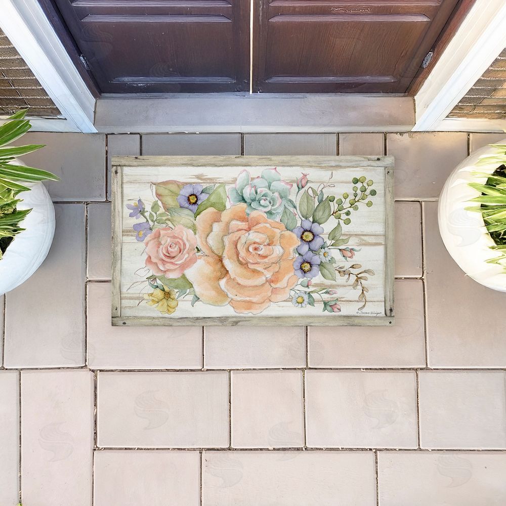Susan Winget Rose Succulent Bouquet Unwoven Outdoor Door Mat