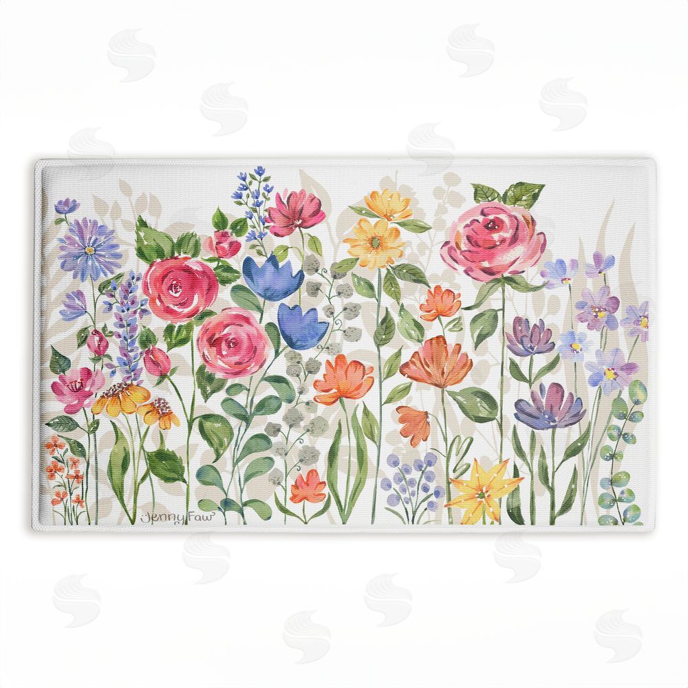 Jenny Faw Springtime Wildflower Blossoms Plush Bathroom Floor Mat