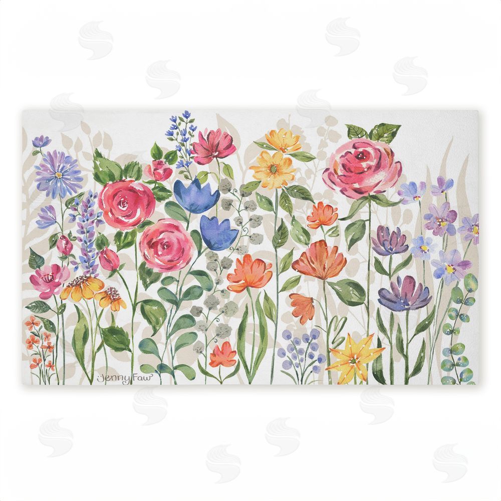 Jenny Faw Springtime Wildflower Blossoms Unwoven Outdoor Door Mat